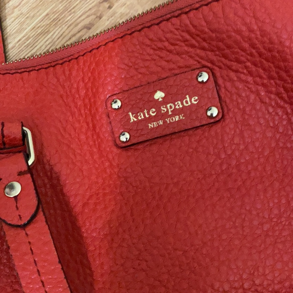Kate spade / red leather tote satchel bag  #KateSpade #designerbag #RedHandbag - Picture 2 of 6